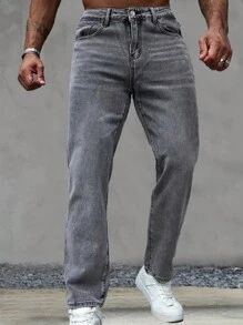 Men Straight Loose Casual Fashion Jeans With Pockets
