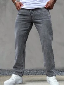 Men Straight Loose Casual Fashion Jeans With Pockets