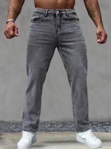 Men Straight Loose Casual Fashion Jeans With Pockets