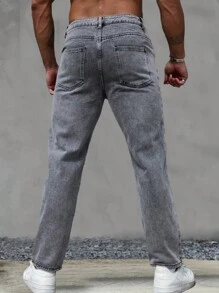 Men Straight Loose Casual Fashion Jeans With Pockets
