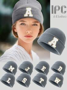 1 chiếc mũ len đan 26 chữ Unisex, mũ mùa đông ấm áp đa năng thời trang, thích hợp sử dụng ngoài trời vào mùa thu/đông, món quà tuyệt vời - Xám - Xem 12