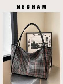 Túi đeo vai kẻ sọc phong cách giản dị thanh lịch, sức chứa lớn, túi dùng hàng ngày, v.v. Hoàn hảo để sử dụng hàng ngày - Thích hợp để đi du lịch, làm việc hoặc đến trường đại học, lớp học cao đẳng, đi làm, trường học, v.v. Dành cho phụ nữ, tân binh & nhân viên văn phòng, con gái, sinh viên đại học, cô gái trẻ - màu đen - Xem 1