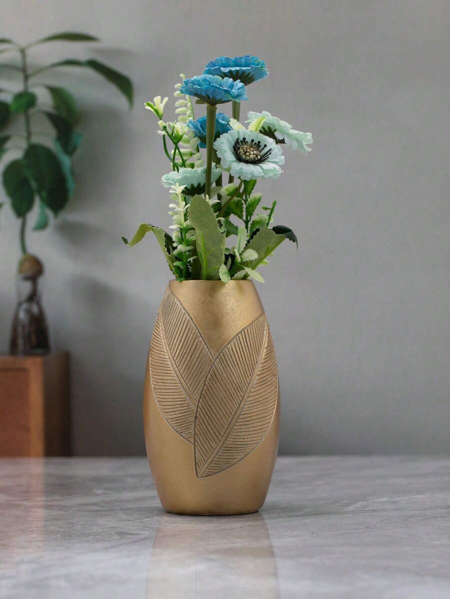 1 chiếc bình trang trí nhà hình chiếc lá tông vàng, phụ kiện trang trí thích hợp cho nhà bếp, phòng ngủ, phòng khách và lối vào Rama trang trí Rama, trang trí đám cưới, trung tâm, trang trí bàn, tiệc - Vàng - Xem 1