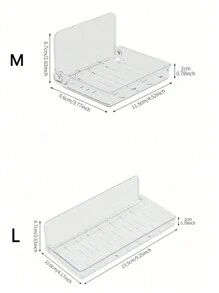 1 件透明浴室壁挂式收纳架，无需钻孔可折叠收纳架，浴室收纳盒，化妆品收纳，适用于梳妆台、浴室、淋浴间 - 彩色 - 查看 2