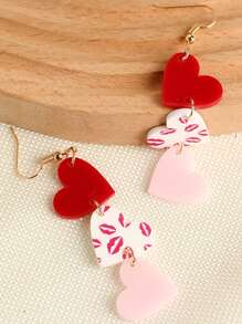 1 对浪漫、独特、可爱多元素爱心、红唇惊喜小礼物多功能耳环 - 彩色 - 查看 1