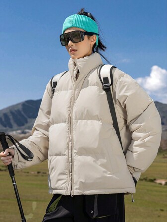 Winter Women's Warm Jacket Thick Hooded Stand Up Collar Outdoor Cold Proof Jacket Women's Versatile Mountaineering Sportswear Top Women's Clothing