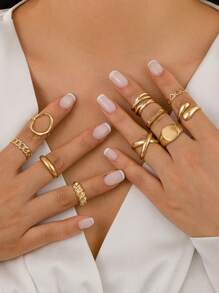 10pcs Stackable Knuckle Rings Set, Suitable For Women Teens Girls, Aesthetic Fashion Delicate Open-Band Medium Ring Sets, Medium Finger Ring Sets Jewelry Gifts