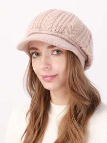 1pc Thickened Knitted Cable Pattern Beret Hat, Warm Winter Cap - Multicolor - View 21