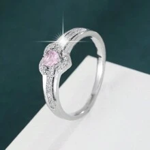 1 件优雅心形方晶锆石装饰女士戒指 - 彩色 - 查看 19