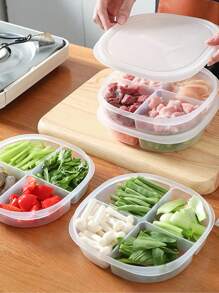 1 hộp đựng thực phẩm tươi PP cho tủ lạnh, hộp đựng thực phẩm bằng nhựa bền -20-120°C, hộp đựng thực phẩm đa năng cho tủ lạnh, hộp đựng giòn để bảo quản và đông lạnh thịt, rau, nông sản tươi - trắng - Xem 2
