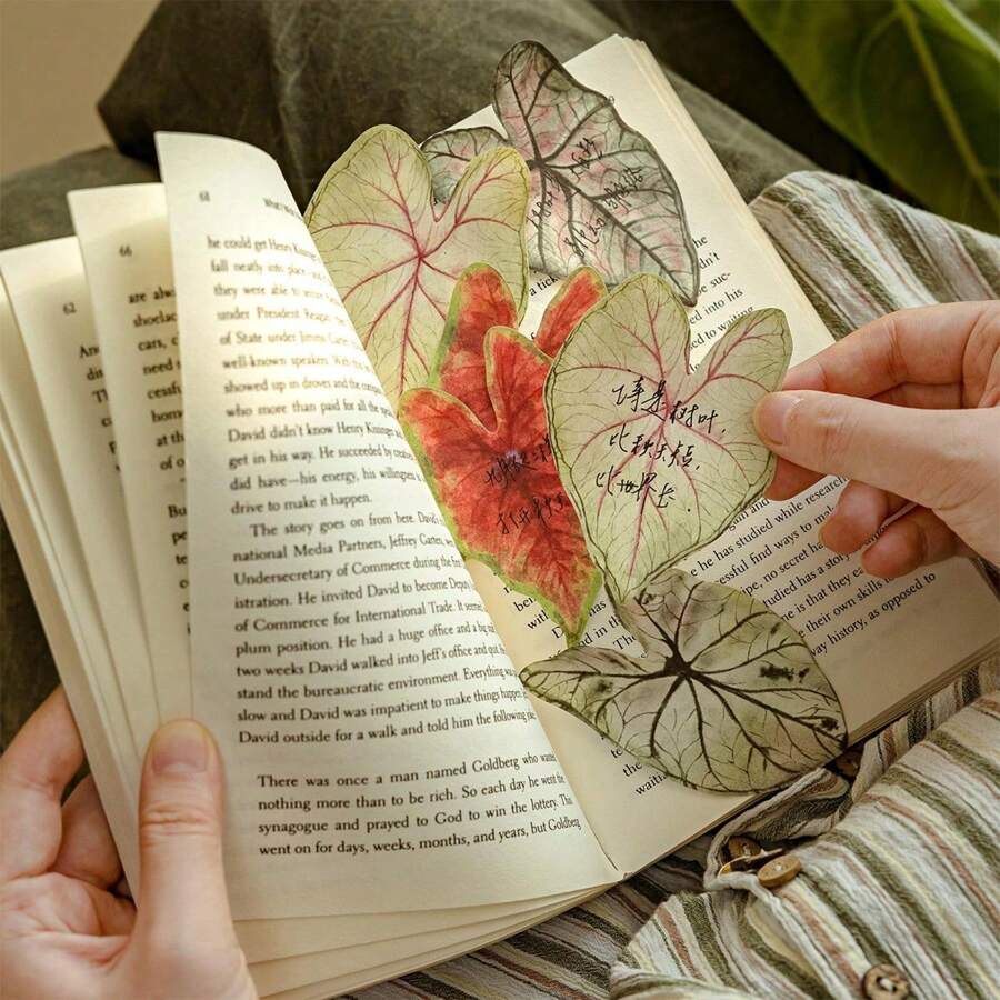 White Kraft Paper Sticky Notes, Green Leaf Sticky Notes, Message Notes