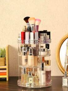 Organizador 360 de maquillaje giratorio, Soporte ajustable para almacenamiento de maquillaje,Transparente - Multicolor - Ver 3