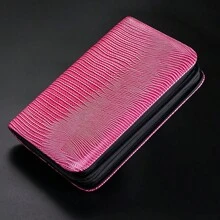 6 槽 5 梳容量美发工具收纳袋，包括剪刀盒、梳子袋、发型师工具整理包、6 件剪刀收纳双拉链袋、宠物美容剪刀袋、造型师工具包、理发店工作人员剪刀梳子隔层袋、真皮卡夹、PU 面料 - 彩色 - 查看 3