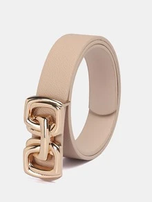 1 条纯色休闲 PU（聚氨酯）双环金扣女士装饰腰带，适合日常使用 - A - 查看 9