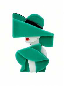 1pc Phụ nữ chân dung với mũ nhân vật hoạt hình Acrylic trâm cài, sáng tạo trang phục phụ kiện huy hiệu - con gái - Xem 10