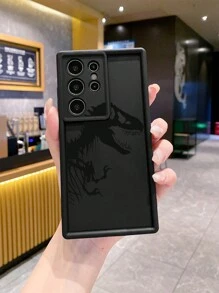 1pc Skull & Dinosaur Anti-Drop Protective Phone Case Compatible With Apple///Galaxy/Infinix/Redmi/OPPO/VIVO/Realme//Honor/OnePlus Waterproof Shockproof Scratch Resistant - Black - View 2