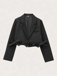 Chaqueta tipo blazer informal de longitud corta con decoración de lazo en el bajo