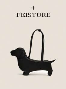 1 件 PU 3D 卡通小狗腋下包，独特创意设计，适合女孩、女士、大学生、年轻专业人士，非常适合工作、商务、通勤、学校 - 黑色 - 查看 12