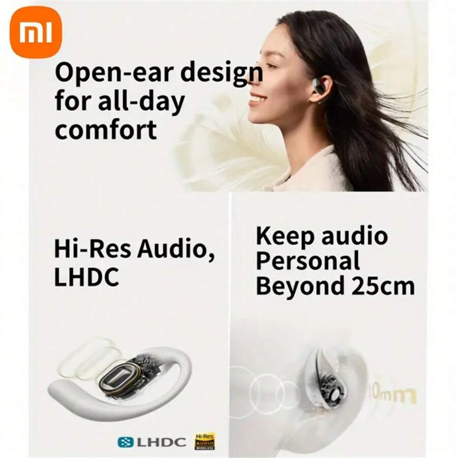 Xiaomi OpenWear Stereo, DualMic AI Call Noise Reduction, 17x12mm