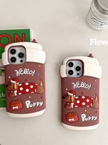 1pc Dachshund Dog Silicone Protective Case, Anti-Drop, Compatible With IPhone 13/13Pro/13ProMax/14/14Pro/14ProMax/15/15Pro/15ProMax/16/16Pro/16ProMax