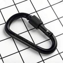 1/3/6pcs D-Shape Spring Carabiners, With Screw Gate, Black Aluminum Alloy Clips, Suitable For Outdoor Activities: Climbing, Camping, Hiking, Fishing, Keychain, 42 X 80mm Travel Accessories, Travel Essentials, Car Accessories, Outdoor Gear, Luggage, Practical Items, Summer Essentials, Office Supplies, Travel Necessities, Beach Vacation, Holiday, School Supplies, Back To School