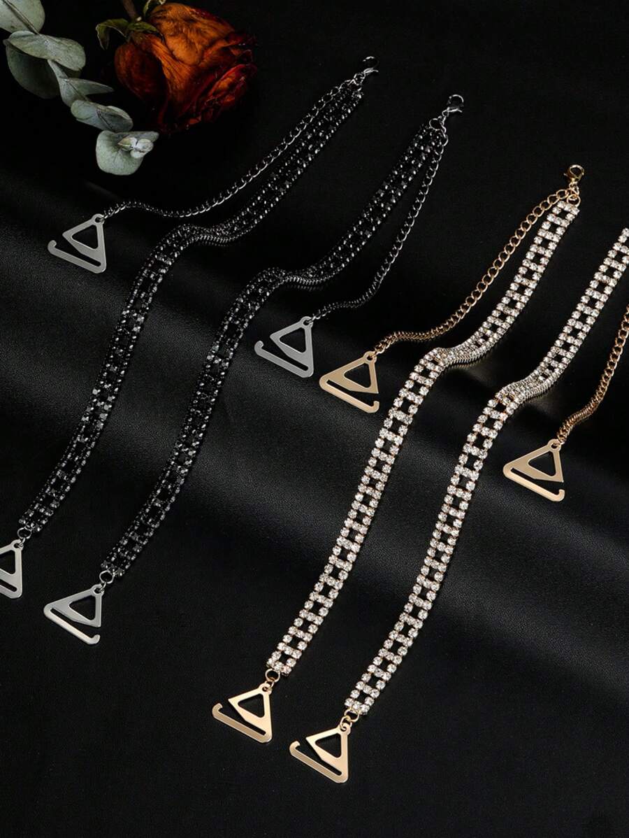 1pc Nylon Invisible Bra Straps With Rhinestones, Transparent Shoulder