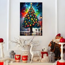 1pcs Christmas Tree Wall Art, Canvas Poster Print Wall Art For Bedroom, Living Room And Hallway, Ideal Gift For Home Decoration And Room Decor