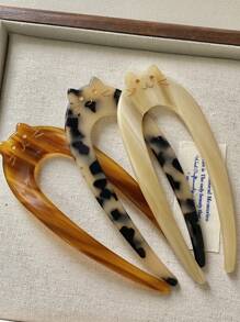 1 件亚克力可爱休闲猫发夹，秋冬季发饰 - 彩色 - 查看 6