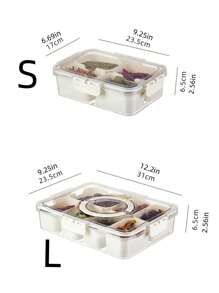 1pc Portable Food Container With Handle And Lid, Divided Airtight Meal Prep Storage Box For Refrigerator, Suitable For Kitchen Food, Meat, Vegetables, Fruits, Outdoor Picnic, Camping, Lunch Box - White - View 2