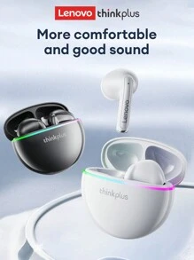 Lenovo XT97-SG 蓝牙耳机，高清环绕立体声，彩色灯光，音乐和游戏，电池寿命长，延迟低，灵敏麦克风，被动降噪，半入耳式无线耳塞 - 白色 - 查看 3