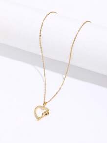 1 chiếc vòng cổ mặt trái tim hoa hồng Delicate Girl trang sức dự tiệc cho bé gái - Một cỡ - Xem 2