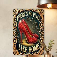 Vintage "There's No Place Like Home" Sparkling Red High Heel Iron Sign - Retro Wall Art Decorative Plaque For Home Decoration - 7.87x11.81inch (Random Style),Home Decor ,Room Decor,Wall Decor Gifts Birthday Graduation
