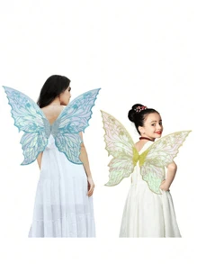 1 pièce Ailes de fée avec feuille d'or en forme de papillon, accessoire de fête pour Halloween, carnaval, costume - Multicolore - Voir 4