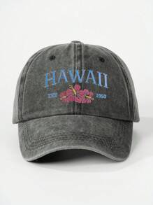 1pc Women's Printed HAWAII Peach Blossom 1959 Washed Baseball Cap, Outdoor Adjustable Sun-Protective Casual Hat Suitable For Spring, Autumn Travel And Beach Holiday, Unisex Y2K Style Baseball Cap - Baseball Cap - View 20