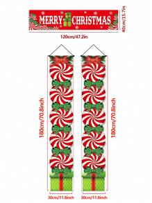 3 件装圣诞门廊标志圣诞快乐悬挂横幅糖果形状背景圣诞装饰 - 彩色 - 查看 7