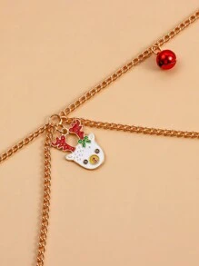 1pc Christmas Reindeer Bell Decor Waist Chain, Double Layer Versatile Body Chain Summer - Multicolor - View 6