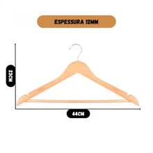 Kit 10 Ivory Wooden Hanger Chrome Hook Adult Luxury - 鏽棕色 - 查看 6