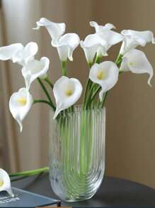 5 件迷你仿真莲花，PU 材质，触感逼真，客厅餐桌装饰插花，情人节、生日毕业礼物 - 白色 - 查看 6