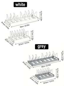 1 Giá để đồ nhà bếp có thể điều chỉnh, Bộ sắp xếp lưu trữ có thể mở rộng cho đồ nấu nướng, đồ dùng, nắp nồi, đồ ăn bên trong tủ, mặt bàn - Nhiều màu - Xem 2