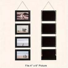 1pc, Wall Hanging Picture Frame For 4 Photos, Rustic Photo Frame For Wall Decor, Art Home Decor, For Birthday Party Decor, Party Gift Gifts Graduation