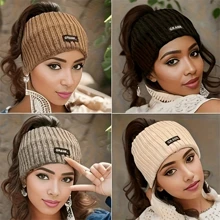 1/4pcs Women's Knitted Thickened Winter Headbands - Fashionable Simple Sweet Style, Soft Comfortable Wide Elastic Hair Bands For Daily Wear - Multicolor - View 2