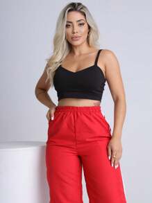 Women's Street Giovanna Wide Leg Pants With Side Stripes And Elastic Hem Tactel - 紅色 - 查看 9