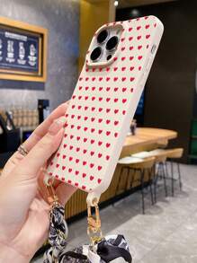 全身心形图案穿孔腕带手机壳、斜挎带、腕带编织手链链、可拆卸、兼容 iPhone 16/16 Pro/16 Pro Max/16 Plus/14 Pro Max 双挂绳保护壳、iPhone 15 Pro Max/13、柔软硅胶、米色、背包式可调节挂绳 - 彩色 - 查看 4