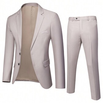 男士西装外套 新郎婚纱 西装外套+裤子 男精品时尚纯色高端品牌西装休闲商务男士西装上衣夹克外套男士两件套工作西装