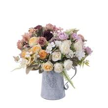 1PC Artificial Flowers Silk Roses Bouquets Fake Plants Room Decor Fall Decor Silk Hydrangea Bouquets Fake Plants For Centerpieces For Autumn Decorations Wedding Vase For Home Dining Room Bedroom Decorations, Festival Birthday Party Accessories, Outdoor Garden Decorations - Multicolor - View 3