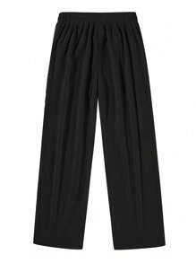 男士简约灯芯绒直筒裤，百搭 - 黑色 - 查看 2