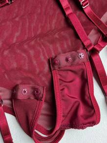 Conjunto de ropa interior sexy de mujer de malla transparente