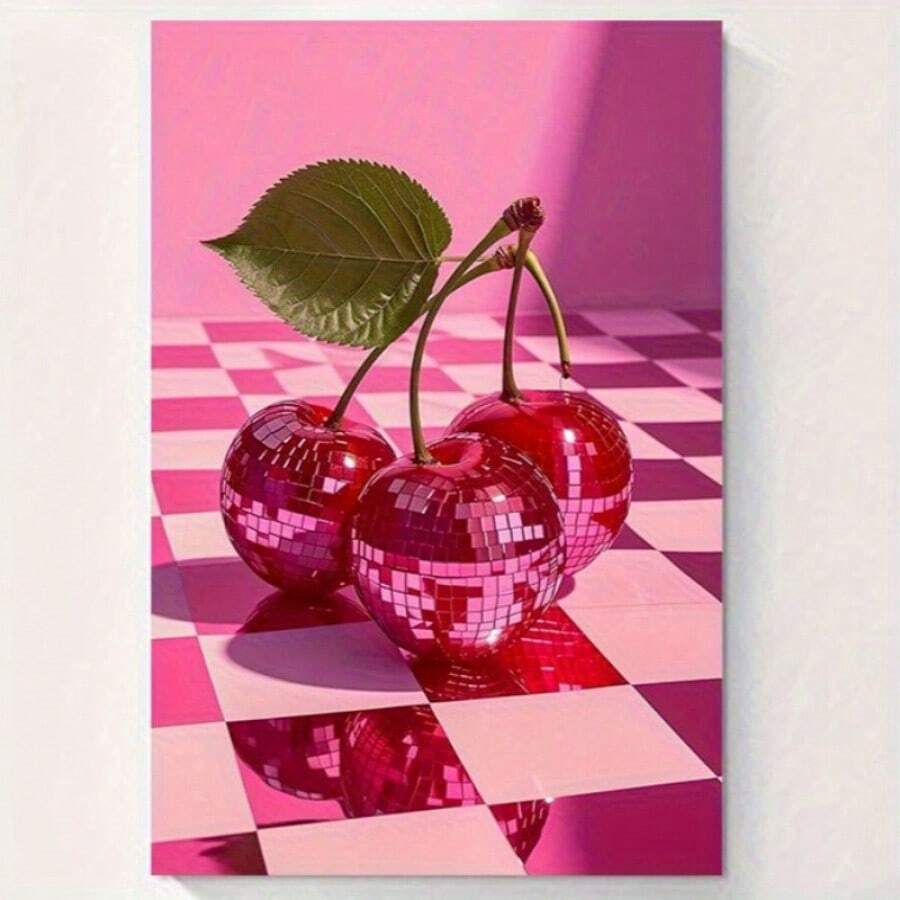 Tranh in nghệ thuật vải canvas Disco Cherry thời trang - Trang trí tường không khung hiện đại, phù hợp với phòng khách, văn phòng, quán cà phê, quà tặng hoàn hảo cho ngày lễ, không khung - Nhiều màu - Xem 1