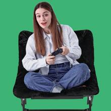 Comfy Saucer Chair For Adults, Soft Faux Fur Folding Lounge Chair For Bedroom Living Room Dorm Rooms Flexible Reading Chair For Teens Kids, X-Large Foldable Chair (Faux Fur-Black) - 人造毛皮-黑色 - 查看 6