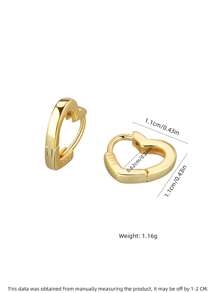 1 paire de boucles d'oreilles en forme de cœur en argent sterling S925, boucles d'oreilles en forme de cœur doré, légères, hypoallergéniques, élégantes, boucles d'oreilles simples à la mode, cadeau de la Saint-Valentin, livré avec boîte-cadeau